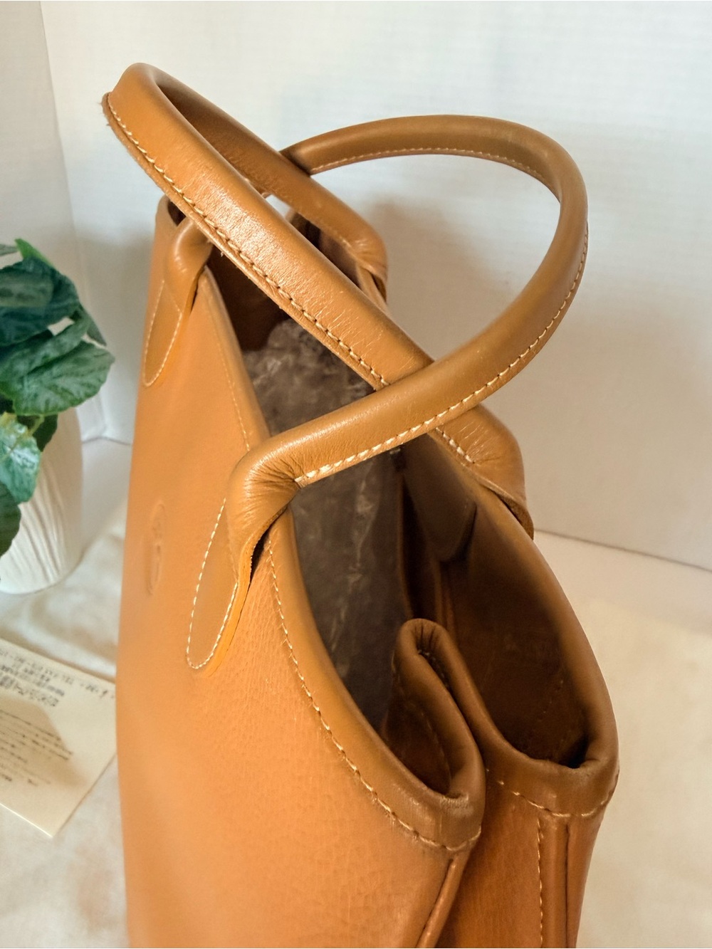 Longchamp Rozo Cognac Leather Structured Top-Handle Tote. - Picture 8 of 17